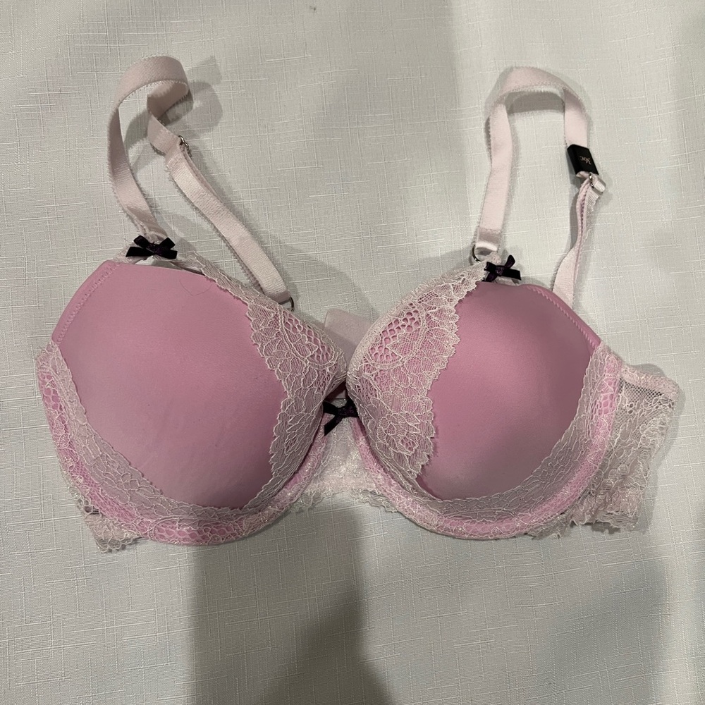 Victoria's Secret Dream Angels Lined Demi Buste Double Lilac Bra White Lace Trim